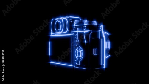 futuristic hologram 3D model  wireframe rotating in digital space 3D render