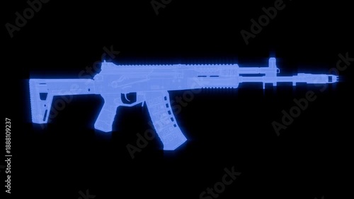 futuristic hologram 3D model  wireframe rotating in digital space 3D render