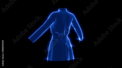 futuristic hologram 3D model  wireframe rotating in digital space 3D render