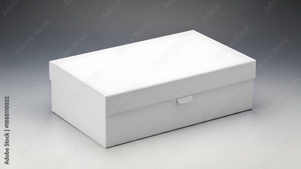 Naklejka premium White Shoe Box with Hinged Lid and Small Handle rectangular box
