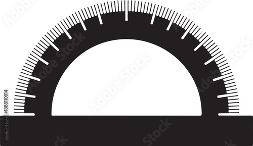 Black and white semicircular gauge with measurement markings