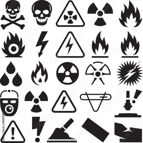 set of icons of danger