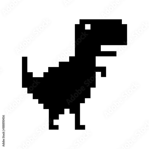 Pixel Dinosaur Silhouette Flat Image