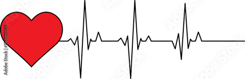 Heart and ecg wave vector illustration