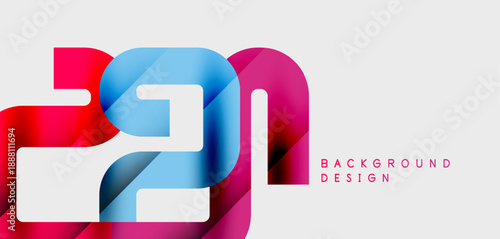 Modern abstract design featuring number 20. Red, blue colors create dynamic visual impact. Clean background enhances presentation.