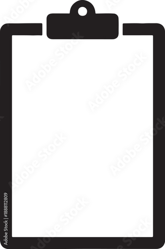 Black Clipboard with White Paper and Hole Punch Holder on also transparent background