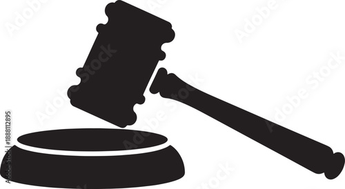 Black Judge Gavel Silhouette on a Round Base also transparent background court justice