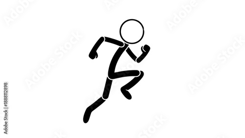 Simple stick figure running with dynamic pose.