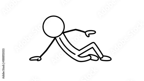 Simple stick figure person slipping and falling down.