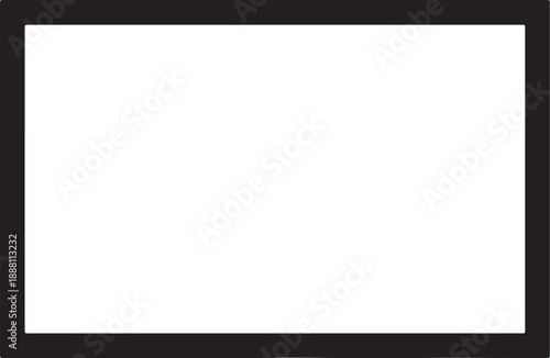 White rectangular frame on black background with small white dots in corners also transparent background