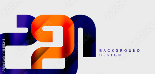 Modern number design features vibrant blue, orange hues. Bold typography creates striking visual impact, simple background.