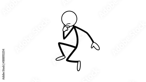 Simple stick figure man running in suit and tie.