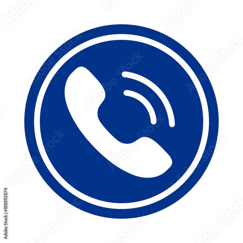 Blue phone icon isolated on transparent background
