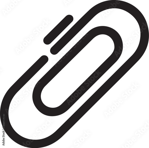 Black Paperclip Outline on White Background office