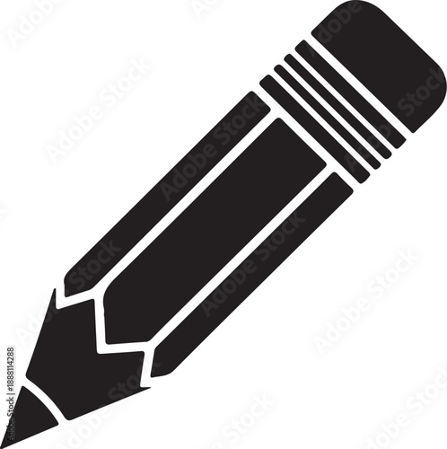 Black pencil with sharp point and eraser writing