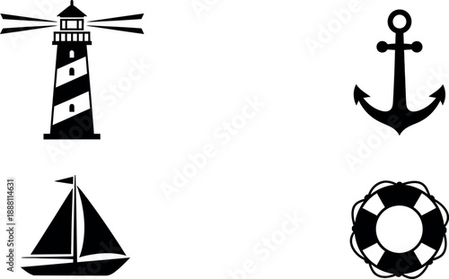 Nautical icons for maritime and adventure themes