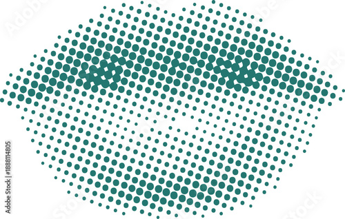 Vector art of green dot pattern forming a rounded shape on a with varying intensity