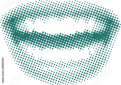 Vector art of green smiley face made of small dots on with a happy expression