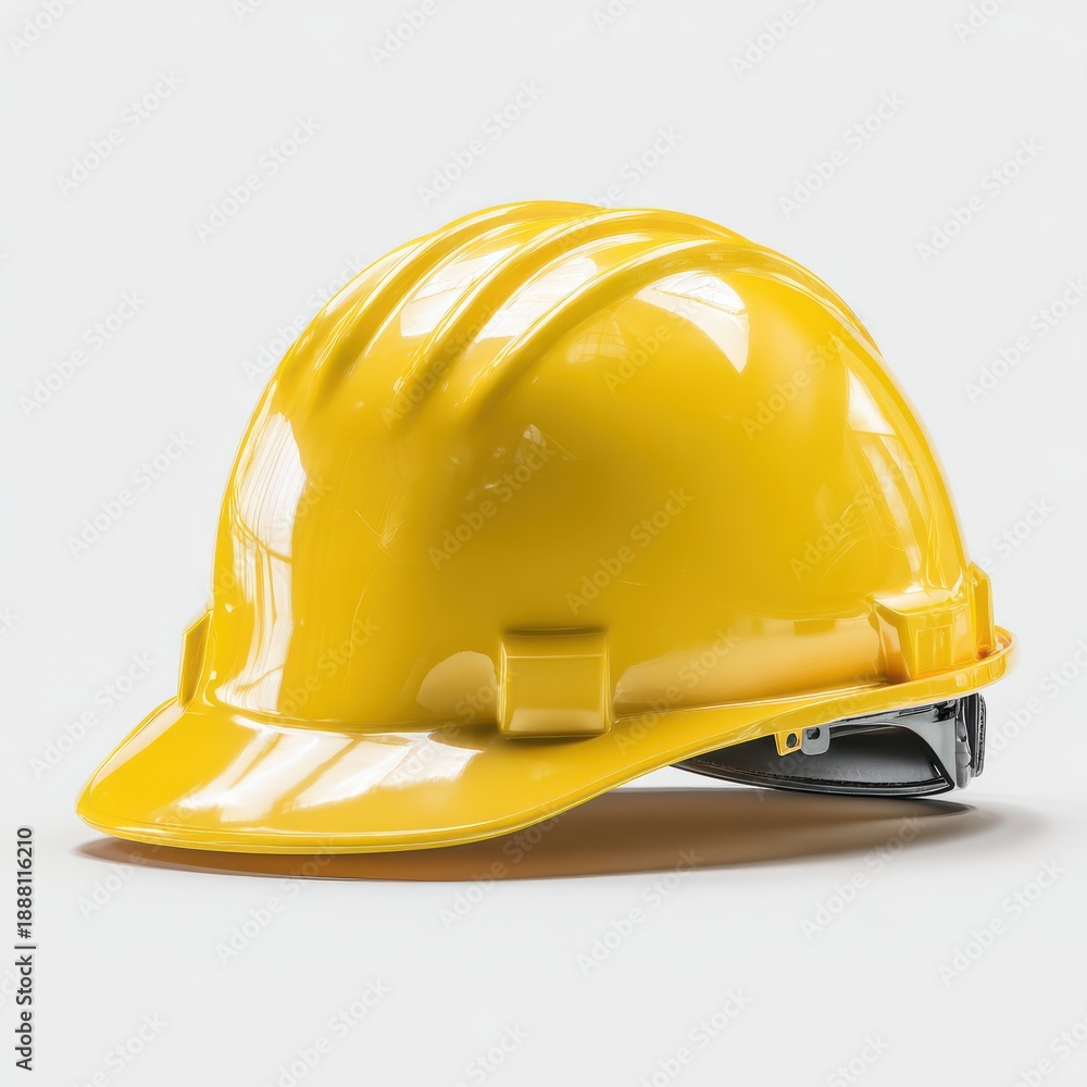 Fototapeta premium Bright yellow hard hat on white background