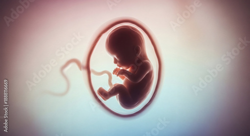 Fetal Development Inside Womb Pregnancy Concept.