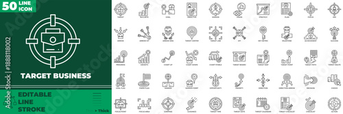 Target Business Line Editable Icons set