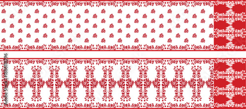 saree design illustration , Red saree , white body with red border saree