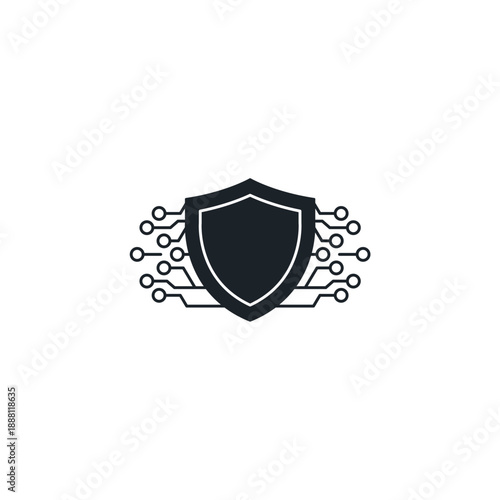 AI Ethics and Safety Shield Icon Protecting Neural Network. Responsible AI, Cybersecurity, and Secure Algorithm Vector