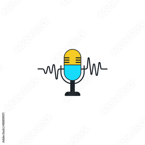Voice Command Interface Microphone Icon with Action Lines. Smart Assistant, Audio Control, and AI Voice Recognition Vector
