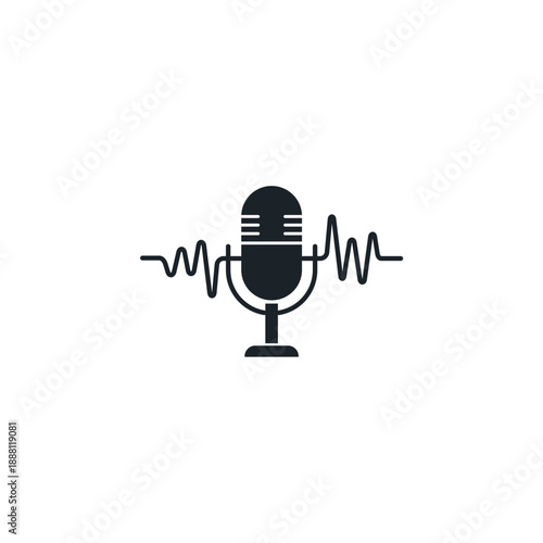 Voice Command Interface Microphone Icon with Action Lines. Smart Assistant, Audio Control, and AI Voice Recognition Vector