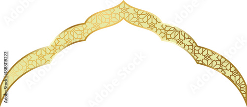 gold Islamic arch border with intricate geometric patterns