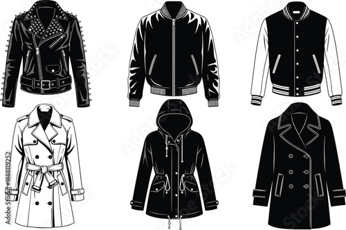 Black and white jacket with spikes studs and different collars jackets coats fashion