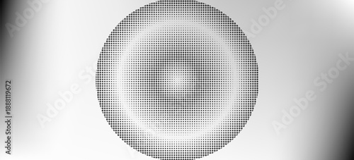Monochrome round gradient halftone dots background. Abstract regular pop art dots on white background