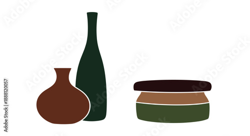 Minimalist ceramic vase and bottle silhouettes in earthy tones for contemporary interior design and decor inspiration.
