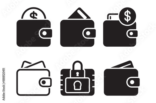 Photos Wallet Silhouette Icon – Money, Finance, and Payment Concept Vector EPS