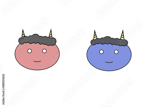 赤鬼と青鬼のかわいいシンプルなイラスト