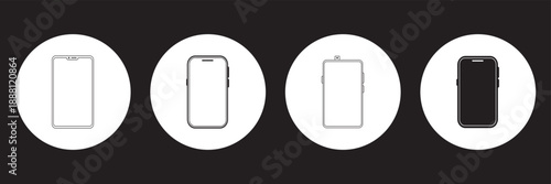 Vector Isolated Illustration of a Cellphone or Mobile. Black and White Mobile Icon