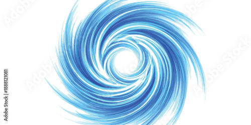 Dynamic abstract blue vortex with a luminous core symbolizing motion and digital flow