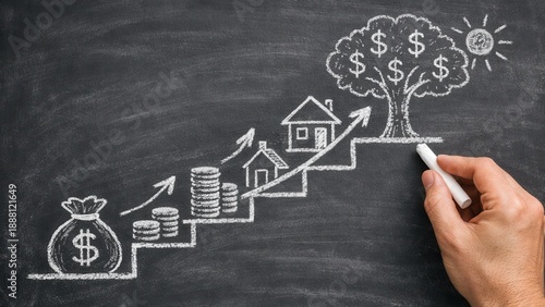 Wallpaper Mural Growth concept illustrated with chalk drawings on a blackboard. Torontodigital.ca