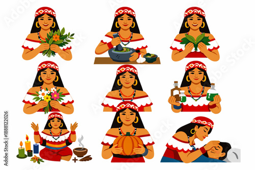 Venezuelan traditional healer woman with medicinal herbs