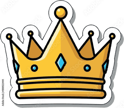 A golden crown with blue jewels, symbolizing royalty and power, perfect for regal or luxury themes