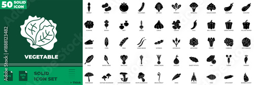 Vegetable Solid Editable Icons set
