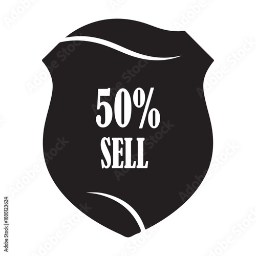 Fifty Percent Sale Shield Discount Marketing Icon Design