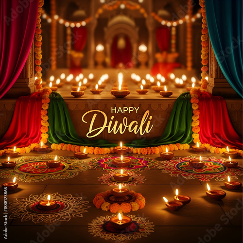 Celebrating diwali with traditional decorations