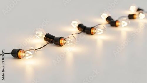 Wallpaper Mural A string of vintage-style Edison bulbs with warm, glowing filaments, arranged in a gentle curve on a pristine white surface, casting a soft and inviting light Torontodigital.ca