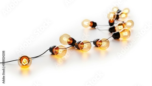 Wallpaper Mural A string of vintage-style Edison bulbs with warm, glowing filaments, arranged in a gentle curve on a pristine white surface, casting a soft and inviting light Torontodigital.ca