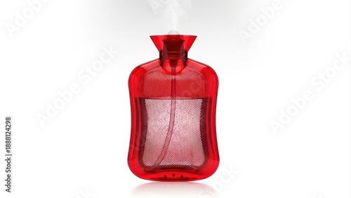 Wallpaper Mural Clear red hot water bottle filled with water, steam rising from cap, showing internal ribs and liquid, studio light, isolated Torontodigital.ca