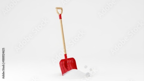 Wallpaper Mural Red shovel stuck in a pile of snow on a pristine white background, a common sight during winter and cold weather conditions Torontodigital.ca