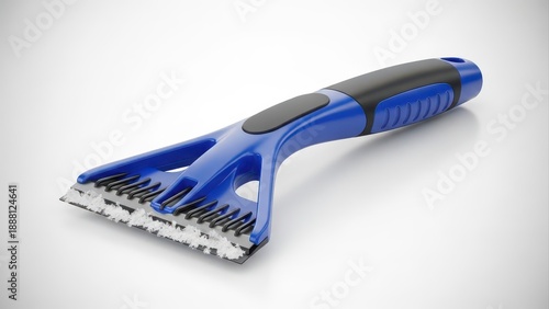 Wallpaper Mural Blue and black ice scraper with bristles on a clean white surface, showcasing a practical tool for winter vehicle maintenance Torontodigital.ca