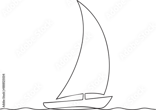 Simple line drawing of a sailboat on wavy water