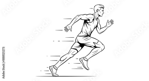 running man illustration for fitness graphic design a dynamic athlete training with speed lines ideal for sports and active lifestyle content.